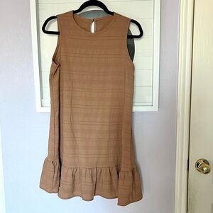 Brown Ruffle Hem Dress